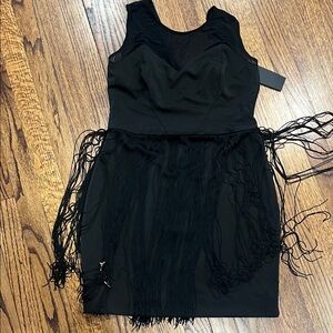 Ark & Co Black Fringe Mini Dress